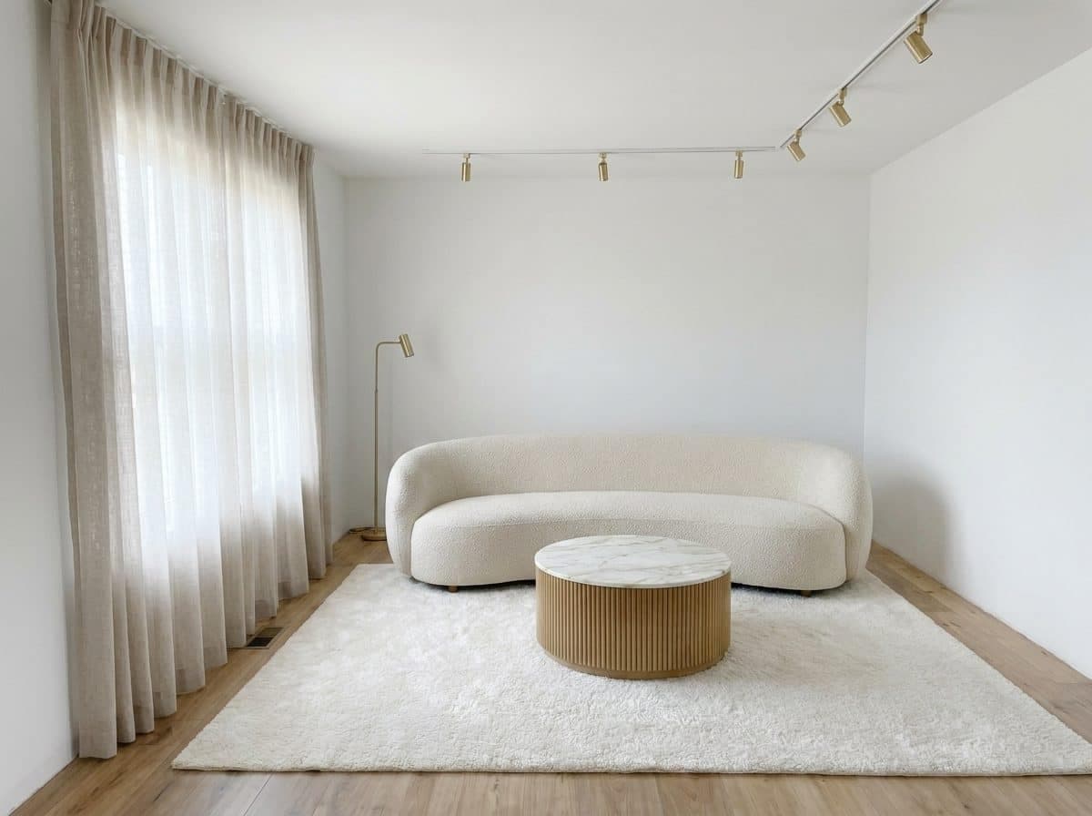 The same room restyled as Scandinavian Minimal