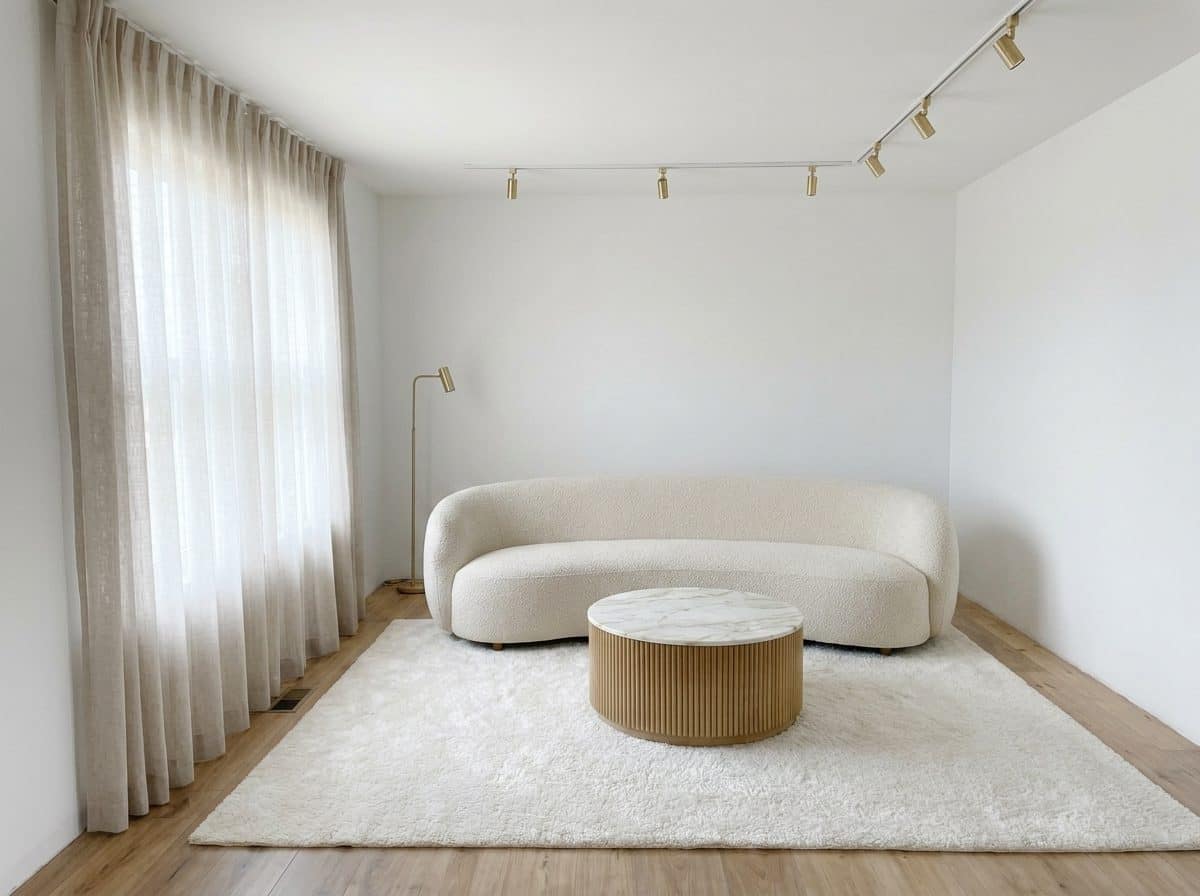 The same room restyled as Scandinavian Minimal